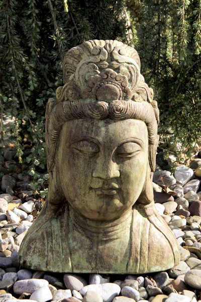 Quan Yin Bust Goddess Cement Statue Heavy Outdoor Sculpture